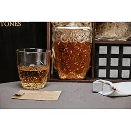 Подарунковий набір Whiskey Stones камені для віскі в дерев'яному пеналі №7 + декантер і 2 склянки Rocco Dedalo + щипці + мішечок - мініатюра 5