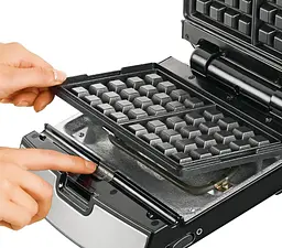 Tefal Мультимейкер Snack collection 700Вт, тефлон, 3 пластини, корпус-нержав.сталь/пластик, чорний - мініатюра 7