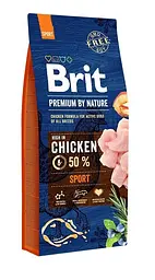 Сухой корм для собак с высокими физическими нагрузками Brit Premium Dog Sport, с курицей, 15 кг