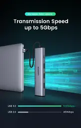 USB-хаб Ugreen CM473 USB 3.0 to 4-Port USB 3.0 Hub Space Gray (20805) - мініатюра 5