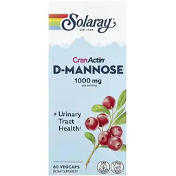 D-маноза + журавлина Solaray CranActin D-Mannose 1000 мг 60 веганських капсул - мініатюра 2