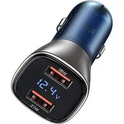 Автомобільний зарядний пристрій Usams US-CC154 C29 Dual Ports Digital Display 45W 5A light gold - мініатюра 3