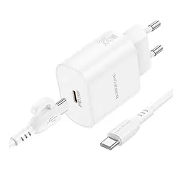 Зарядний комплект Borofone BA82A 1USB-C PPS/PD 25W QC3.0 Type-C to Type-C 1 м White (34484_3341413) - мініатюра 3