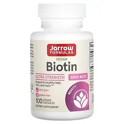 Биотин (B-7) Biotin 5,000 mcg 100 вегетарианских капсул Jarrow Formulas vit0006485