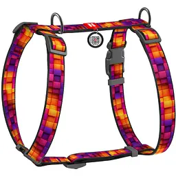 Шлея для собак Waudog Nylon Куби 3Д анатомічна H-подібна з QR паспортом S 30-40 см