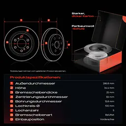 Комплект гальмівних дисків Frankberg 5481FB0034016 передні 286,8×25 мм, 5×100, вентильовані - мініатюра 3