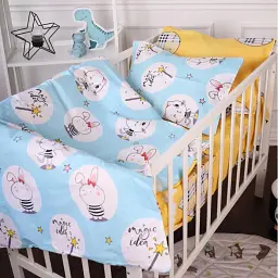 Комплект постельного белья MirSon Бязь 20-0044 Cats and bunnies 160x220 см голубовато-желтый (2200010273946)