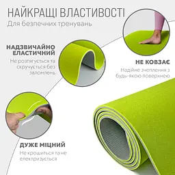 Килимок для йоги та фітнесу EasyFit TPE+TC 6 мм двошаровий лимонний-сірий - мініатюра 3