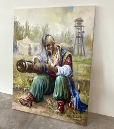 Інтер'єрна картина Старий козак, Україна, історія, інтер'єрний декор, 85×60 см (id2433) - мініатюра 4