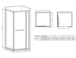Душова кабіна без піддону Mixxus Premium Quadro SC01-90x90x195-Tr прозоре скло 6мм chrome MI8290, Хром, прозорий, хром - мініатюра 6