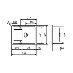 Кухонна мийка Lidz 650x500/200 WHI-01 (LIDZWHI01650500200), Білий - мініатюра 2