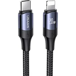 Кабель USAMS Type-C до Lightning 20W для швидкісної зарядки та передачі даних 1.2м чорний (SJ521USB01) (6958444973302)