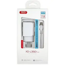 Зарядний пристрій XO L35D 2.1A/2USB MicroUSB Cable White - мініатюра 2