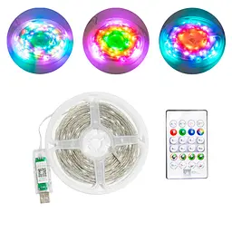 Світлодіодна стрічка RGB APP 10 м з пультом, живлення від USB 5 В - мініатюра 2