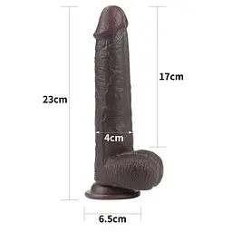 Фалоімітатор - Sliding-Skin Dual Layer Dong 9" Black - мініатюра 2