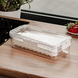 Контейнер для заморожування льоду та продуктів Yiwu з кришкою HP-27-9, 72 комірки, 30.5х16х7.5 см, харчовий пластиковий, Бежевий - мініатюра 2