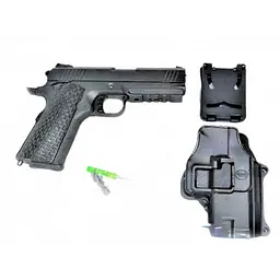 Дитячий пістолет на кульках "Colt 1911 Rail" Galaxy G25+ метал чорний з кобурою - мініатюра 3