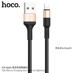 Кабель Hoco X26 Xpress Lightning 1m black gold - мініатюра 2