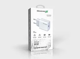 Мережевий зарядний пристрій Grand-X (1xUSB-C 20W) QC4.0, PD 3.0, FCP, AFC White (CH-770)