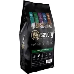 Сухий корм Savory для котів гурманів зі свіжою індичкою та качкою 8 кг
