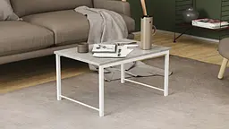 Стіл журнальний приставний Террі Комбо Ferrum-decor 345x662x440 Білий метал ДСП Бетон 16 мм (FRD-105149) - мініатюра 2