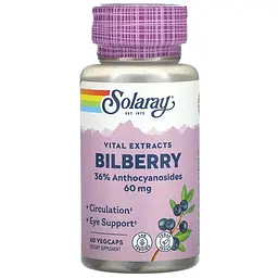 Екстракт чорниці Solaray Bilberry Berry Extract 60 мг 60 веганських капсул