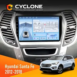 Штатна магнітола Hyundai Santa Fe 2012-2018 CAN Cyclone C9-012 4x64, DSP, 4G Cyclone (НФ-00007880)