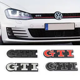 Емблема напис GTI у решітку 91х21мм Чорна метал (на кріпленнях) - мініатюра 3