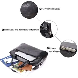 Місткий чоловічий портфель з відділенням для ноутбука з гладкої натуральної шкіри Tony Perotti 20859_1 (9637-38 nero) чорний - мініатюра 4