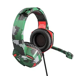 Дротова ігрова гарнітура Hoco Gaming headphones Hi-Res ESD08, USB, 2x3.5mm, 2m, Camouflage-Green - мініатюра 2