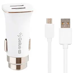 Автомобільний зарядний пристрій Gelius Apollo Pro GP-CC01 White з кабелем XiaomicroUSB