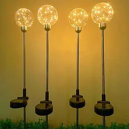 Садовий світильник SunLamp на сонячній батареї — куля 20 см, 20 LED, тепло-біле світло, 2 шт. - мініатюра 3