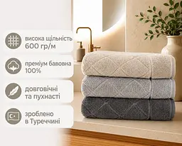 Набір турецьких махрових рушників Cestepe MicroCotton Premium 3 штуки 70x140 Eva 2 щільність 600 г/м2