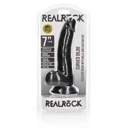 Фалоімітатор RealRock Curved Realistic 7", 20 см (чорний) - мініатюра 4