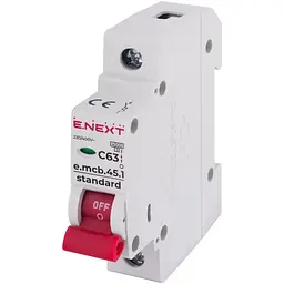 Автоматичний вимикач E.NEXT 1-п e.mcb.stand. 63А C ( 4,5кА) (s002014)