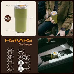 Термокружка Fiskars On-The-Go зелений 500 мл (1078763) - мініатюра 7