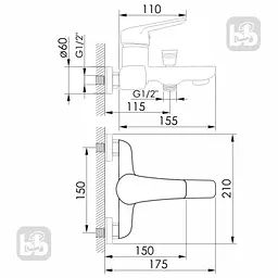 Змішувач для ванни хром 35 мм Imprese Krasa f03208601AA Хром - мініатюра 2