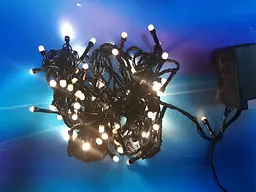 (080100) Гірлянда 100 led маленька лінза 4мм warm white (чорний провід) 7 метрів - мініатюра 2