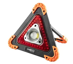 Neo Tools Прожектор на батарейках, трикутний, ААх4, 22x220x45мм , 800лм, 10Вт, 3 функції освітлення, біле/червоне світло