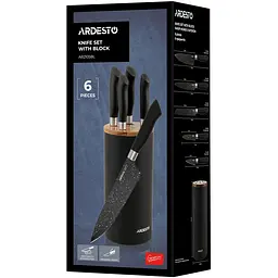 Набір ножів Ardesto Gemini з блоком 6 предметів чорний (AR2105BL) - мініатюра 9
