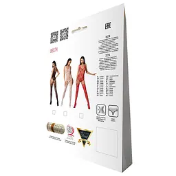 Ажурний бодістокінг з імітацією панчох Passion BS074 red One size - мініатюра 5