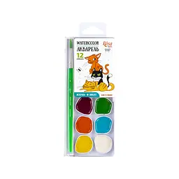 Набір акварельних фарб Cats 12 кол. з/пензликом ROSA Kids (4823098541530)