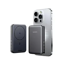 Зовнішній акумулятор Ugreen PB561 Foldable Kickstand Magnetic Battery 10000mAh для iPhone 15 Pro 14 сірий - мініатюра 2