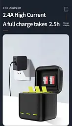 Зарядний пристрій Telesin 3 Slots Battery Charger + 2 акумулятори для Hero 9/10/11 GP-BNC-901 [76675] - мініатюра 5