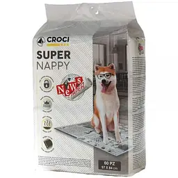 Пелюшки Croci Super Nappy для собак принт газета 84×57 см 60 шт