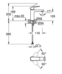 Змішувач для умивальника M-розміру Grohe Cubeo 1017550000 Хром - мініатюра 4