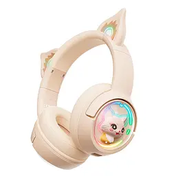 Навушники Onikuma Cat Ear Bluetooth Wireless Gaming Headset B5, BT5.3, AUX, 1000mAh, Type-C, 55H, RGB, ivory - мініатюра 3