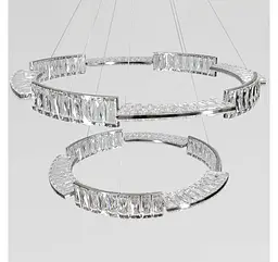 Велика хромована LED люстра Artlight 552/80+60CH із двома скляними кільцями 180W - мініатюра 4