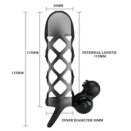 Насадка на пеніс Pretty Love Vibro Penis Sleeve I 13.5 см чорний - мініатюра 5