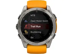 Спортивний годинник Garmin Fenix 8 51mm AMOLED Sapphire Titanium w. Spark Orange/Graphite Silicone Band (010-02905-10/11) - мініатюра 4
